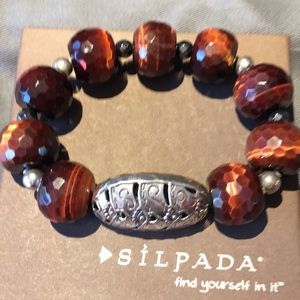 Silpada Red Tiger Eye Sterling Silver Bracelet